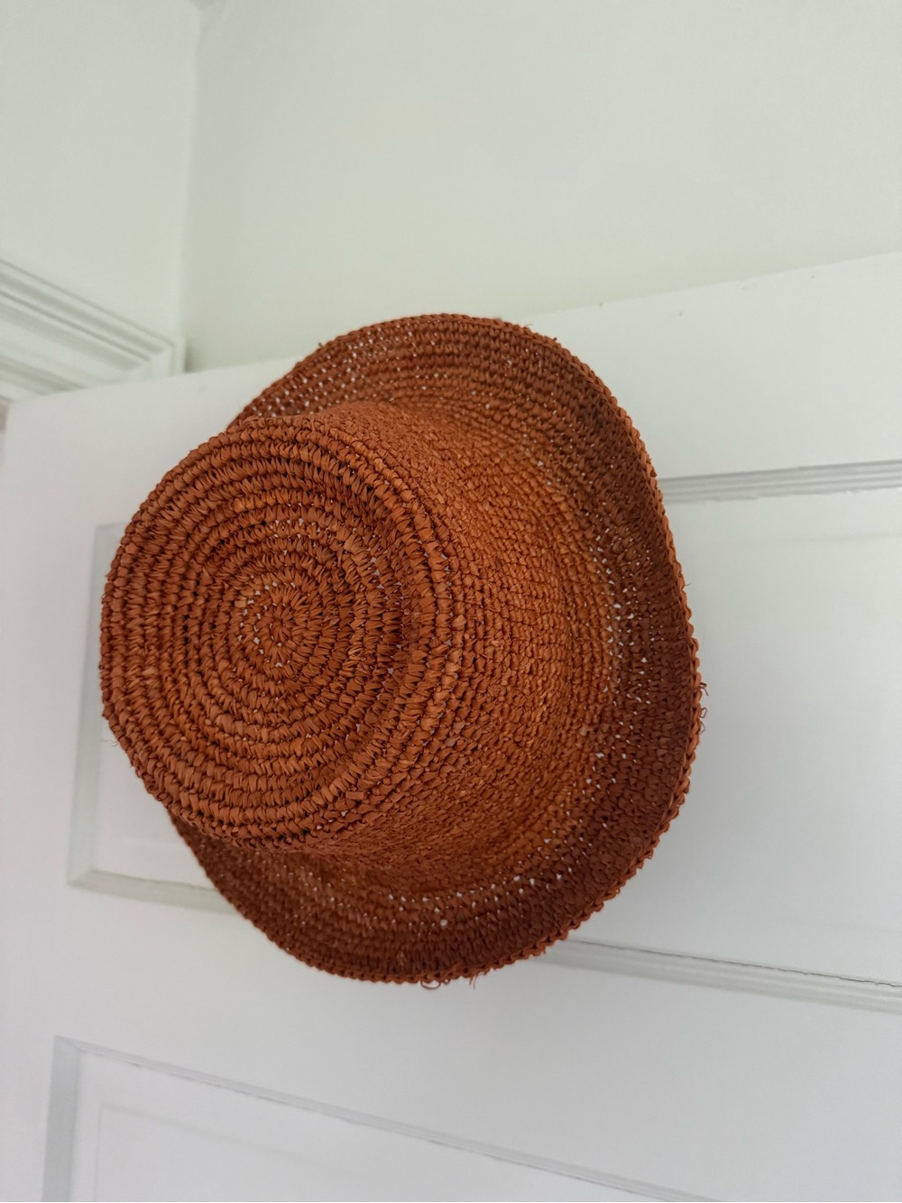 Wyeth Woven Straw Bucket Hat in Rust